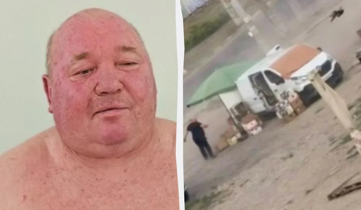 Пошкоджений автомобіль Юрія на херсонському ринку після удару безпілотника