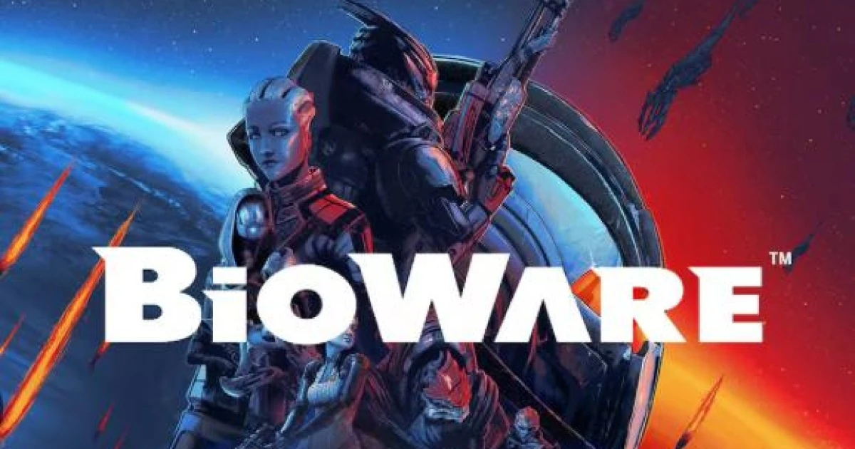 Логотип BioWare на тлі Mass Effect, Dragon Age та Baldur’s Gate